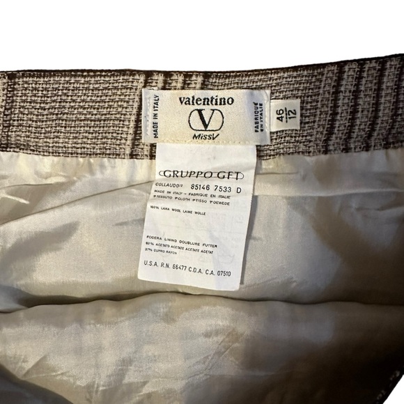 Valentino Miss V Pencil Skirt Plaid Prince de Galles with Logo Waistband Size 12 - Picture 4 of 4